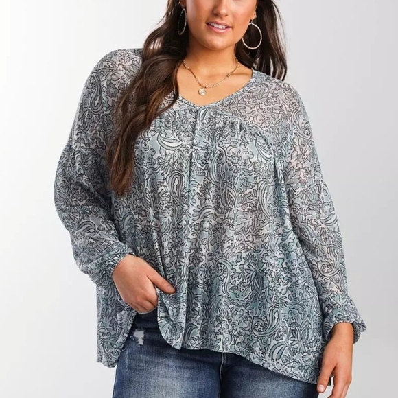 Daytrip Tops - NWOT Daytrip Floral Mesh Top